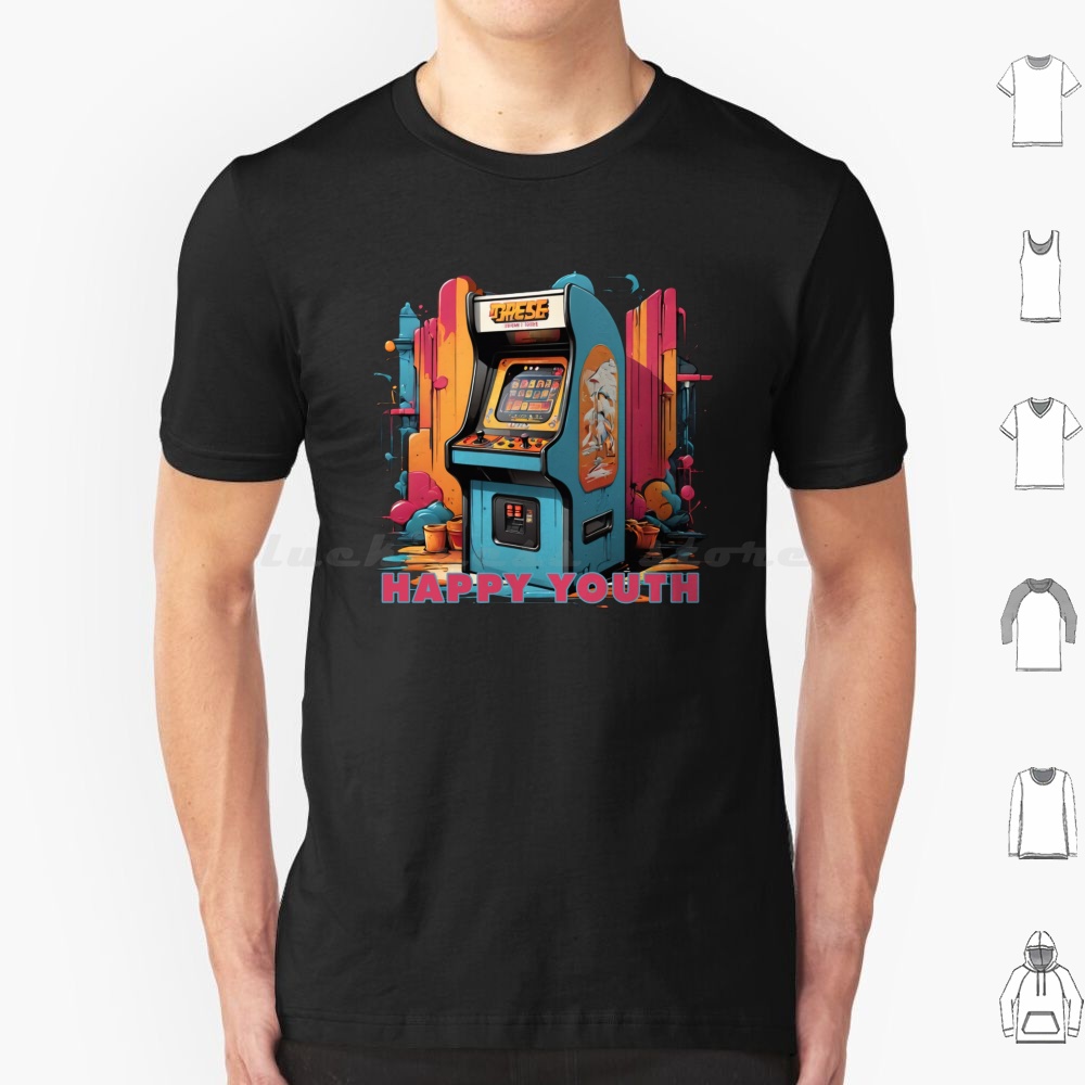 Retro Gaming Gamestop - Koszulka Happy Youth-Arcade Męska Damska Dziecięca